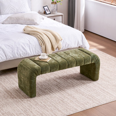 Banc de lit capitonné en chenille de 122 cm (48 po) pour chambre, salle à manger, entrée, salon, couloir ou intérieur.
