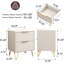 Ensemble de 2 tables de chevet avec armoire murale luxueuse et légère: 2 tiroirs, rail de support inférieur, pieds et poignées dorés, estampé en 3D, pour chambre à coucher / salon / bureau