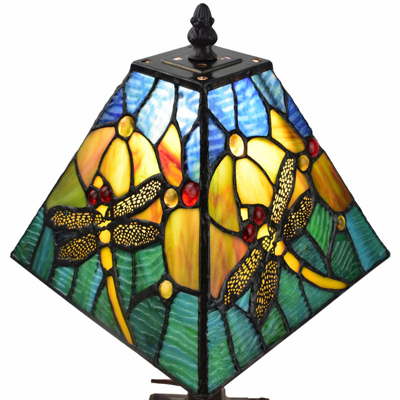 Lampe de table 15 po avec libellules Tiffany, Jaune, H 8 po x l 13 po x P 15 po