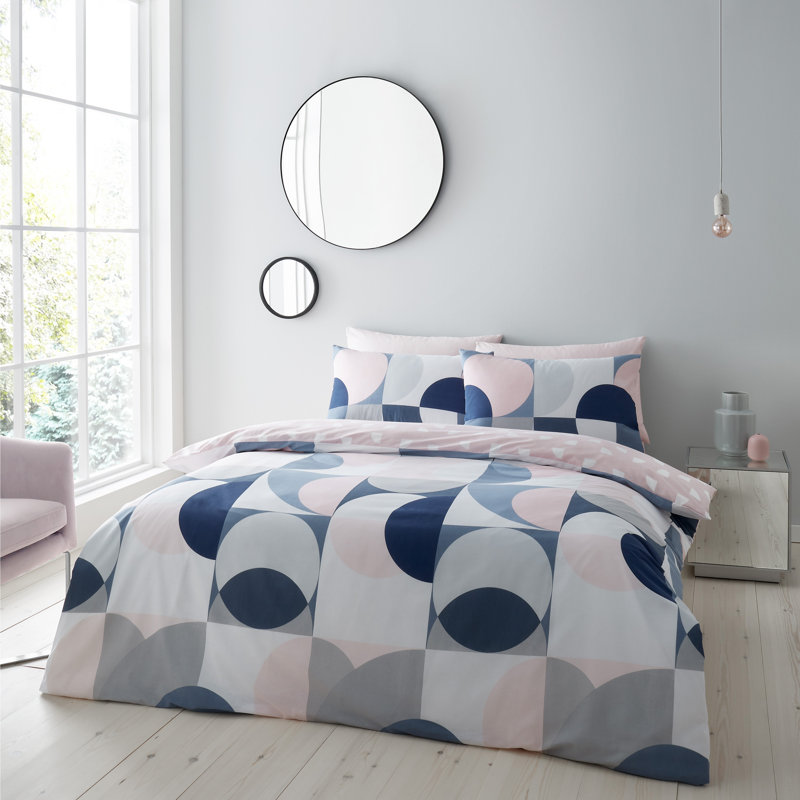 Sirkel Geo Duvet Cover Set, Single - 1 Standard Pillowcase, Blush