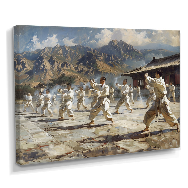 «Martial Arts At The Shaolin Temple I», impression d'art mural d'arts martiaux, H 30 po x l 40 po x P 1,5 po, Toile tendue