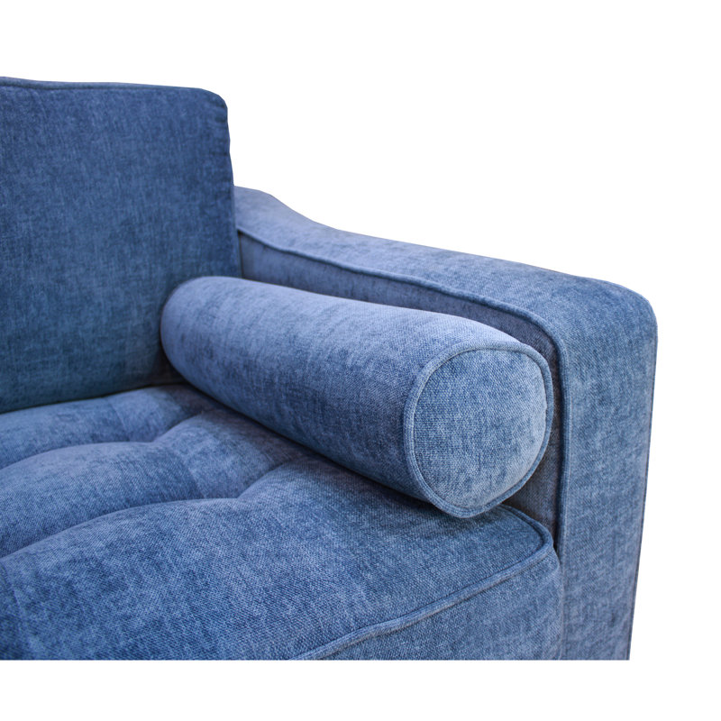 Fauteuil convertible rembourré en denim bleu 43 po de profondeur, 38 de largeur, 33 de hauteur et 50 lb de poids