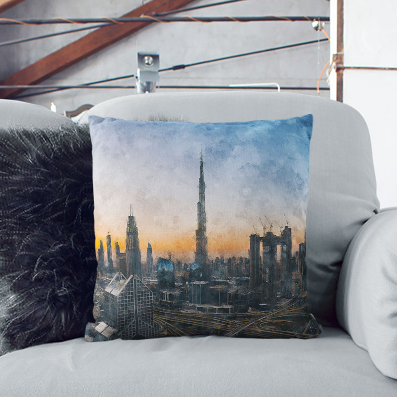 Skyline in Dubai Cushion with Filling, 55cm H x 55cm W x 20cm D