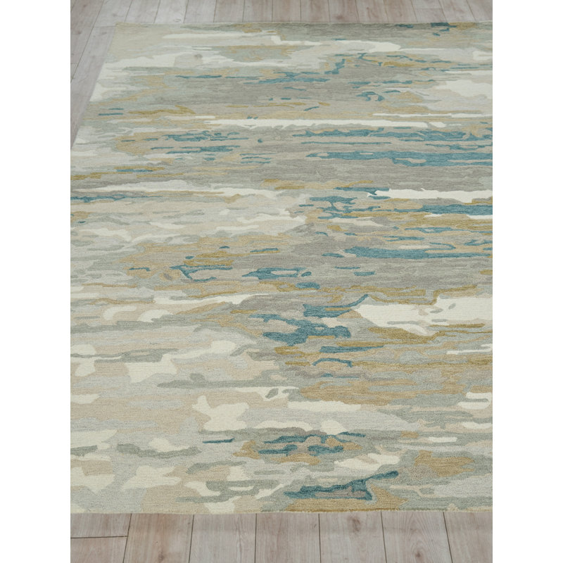 Pacifica Hand Tufted New Zealand Wool Blue/Beige/Gray Area Rug, 9'X12'