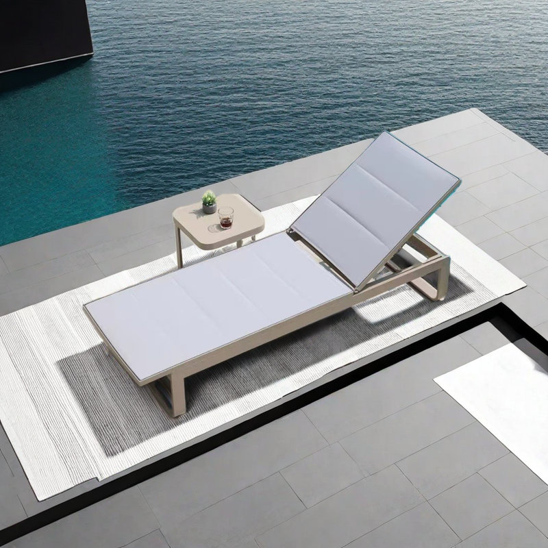 Chaise longue d'extérieur en aluminium avec table en alliage d'aluminium