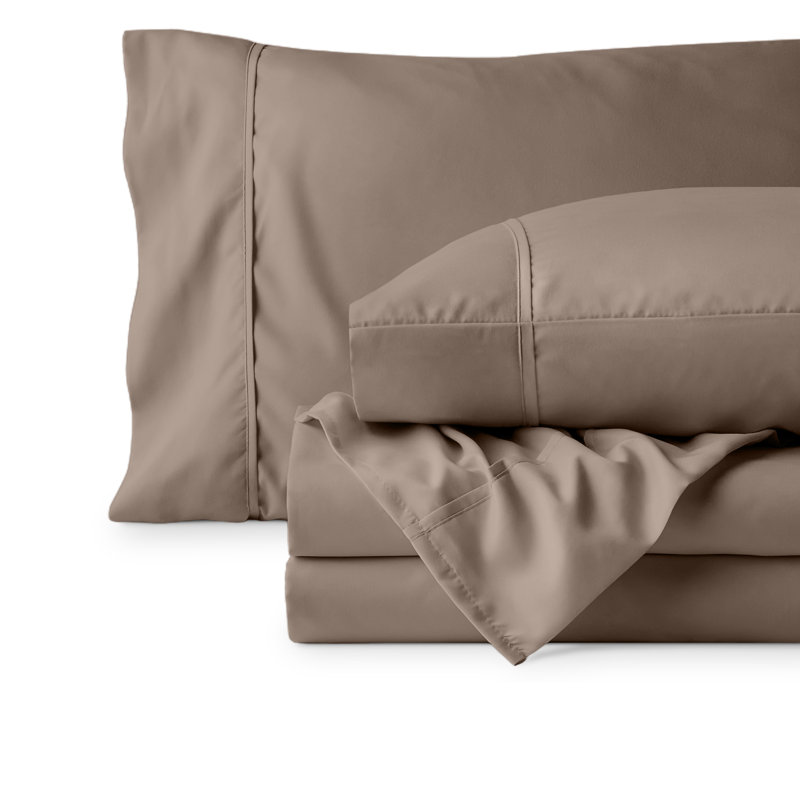 Ensemble de draps en microfibre 22 po, Ensemble de draps pour lit simple TG avec 1 taie d, Taupe