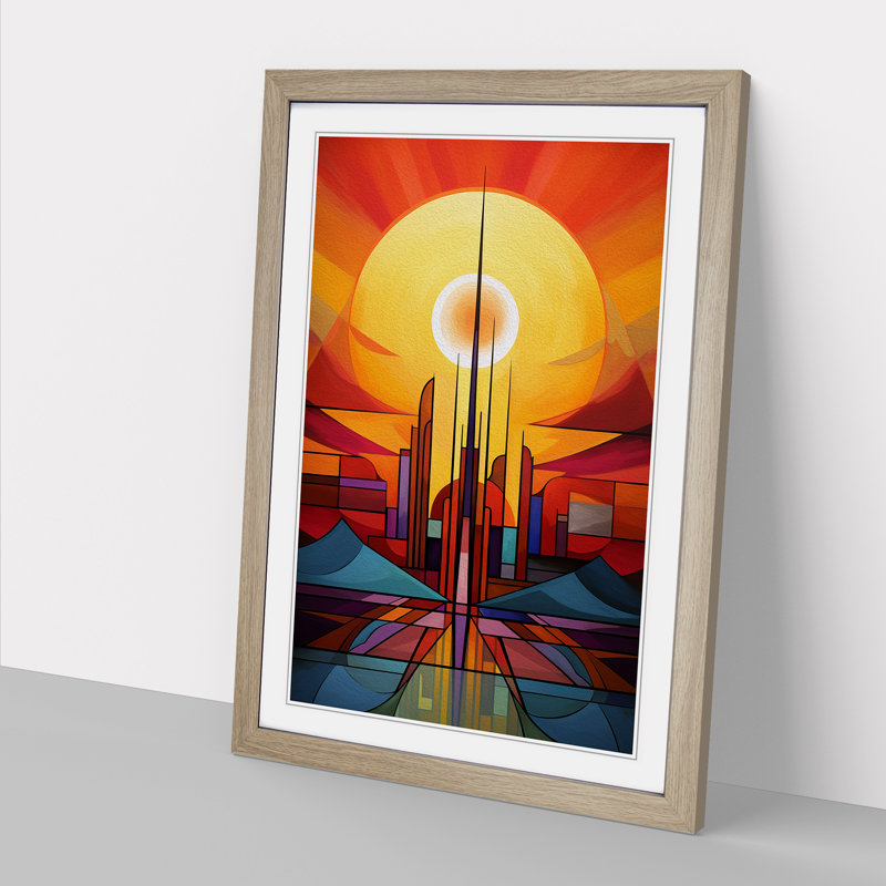 Single Picture Frame Print on Wood, Oak Framed, 46cm H x 34cm W