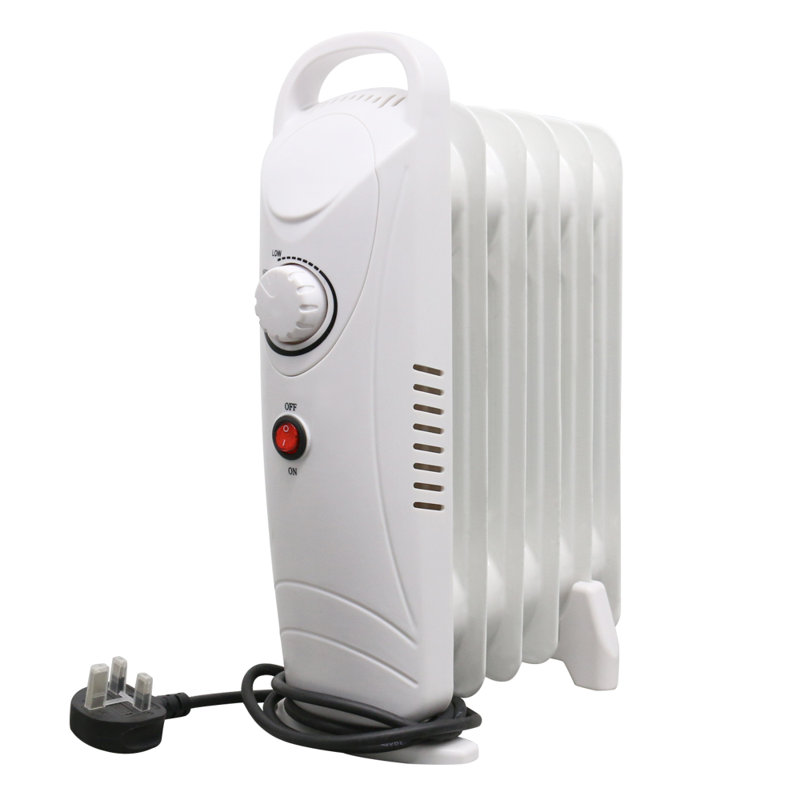 Uriah 800W 6 Fin Oil Filled Radiator Portable Electric Heater, White