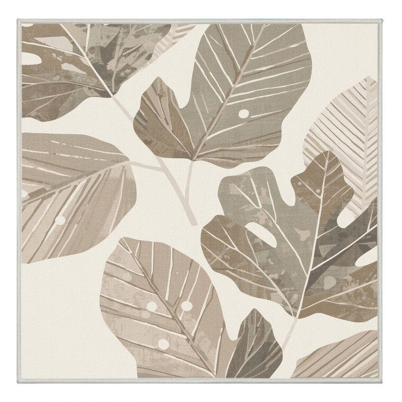 Tapis moelleux moelleux à motif de feuilles de figuier Calvin, Carré 6 pi