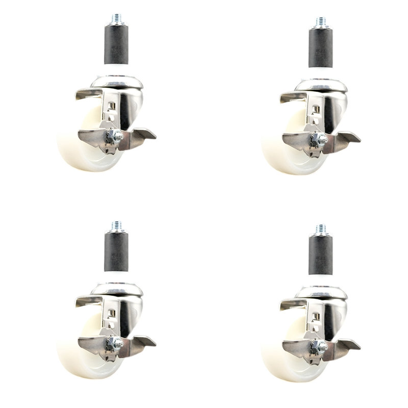 Nylon Swivel Expanding Stem Caster Set Brake