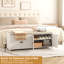 Linen Blend Upholstered Storage Bench-307849436