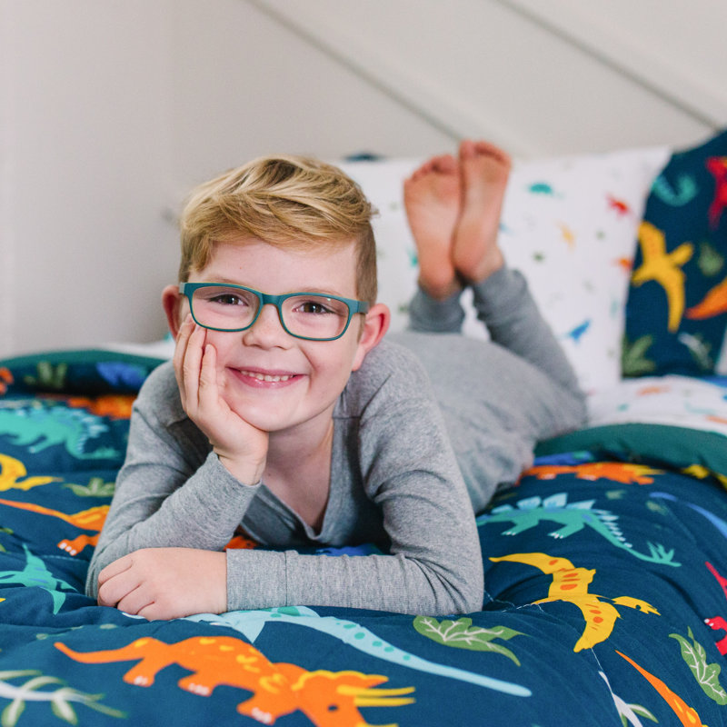 Jurassic Dinosaurs Blue Microfiber Twin Bedding Set