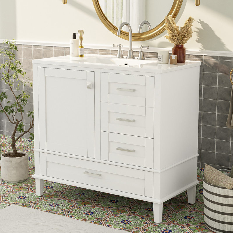 36" Single Bathroom Vanity, White