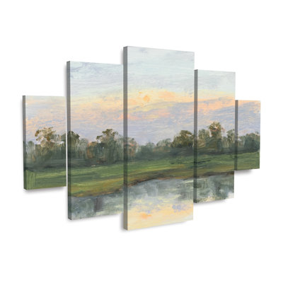 Ensemble de 5 panneaux d'art mural - "Calm and Still at Sunrise" par Carson Overs Lag, art mural pour salon, chambre à coucher ou bureau