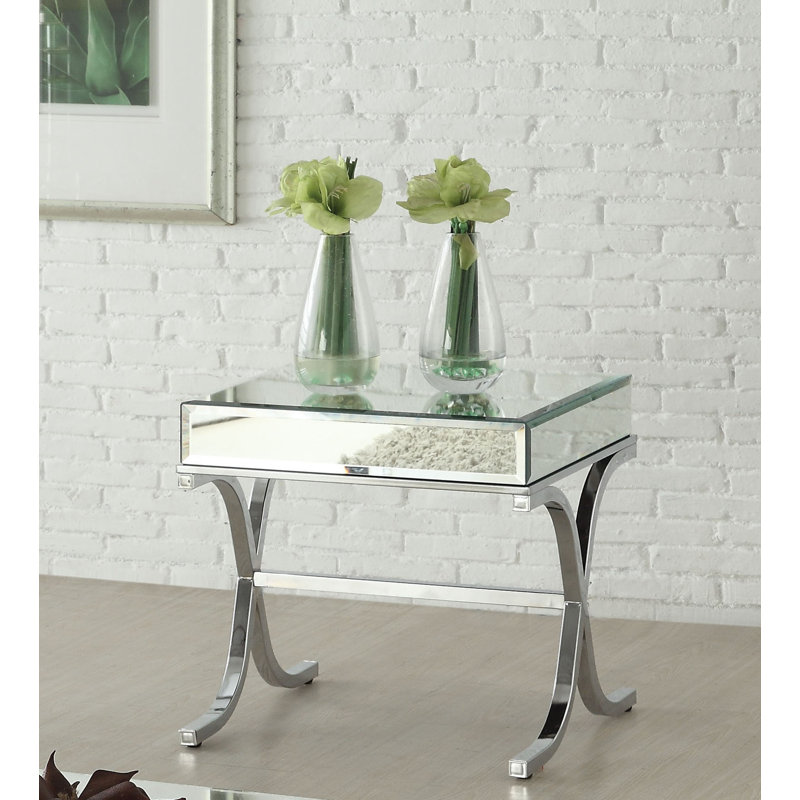 End Table, Mirrored & Chrome