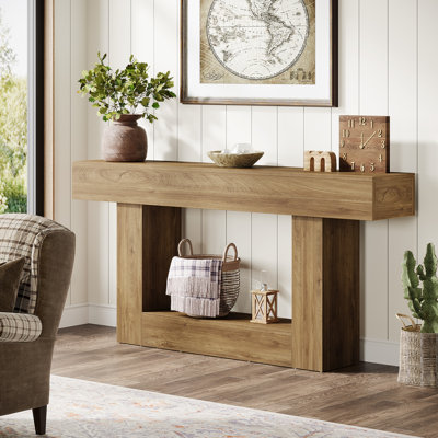 63" Console Table, Farmhouse Entryway Table, Narrow Wood Sofa Table for Living Room, Foyer