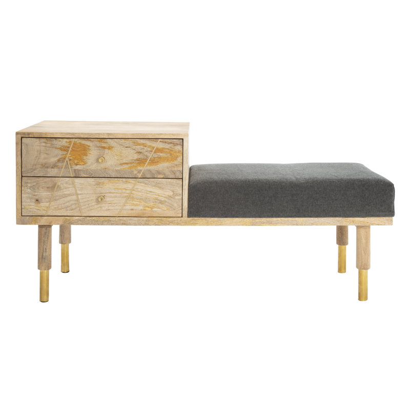 Cotton Upholstered Storage Bench