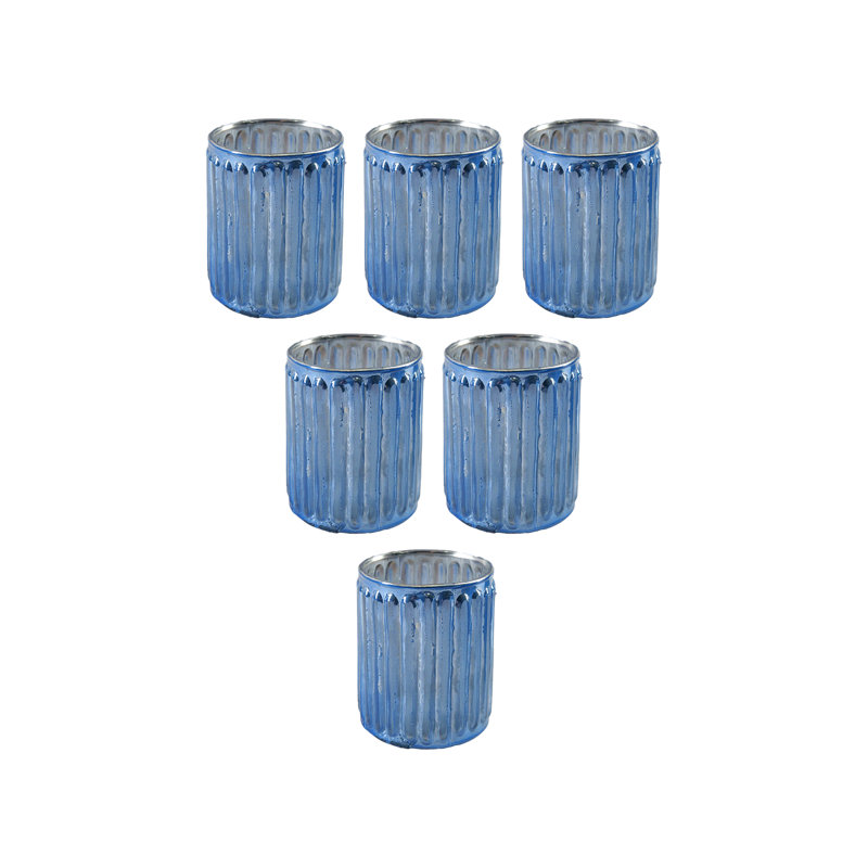  Porte-bougie en verre côtelé Lumiglow Blue