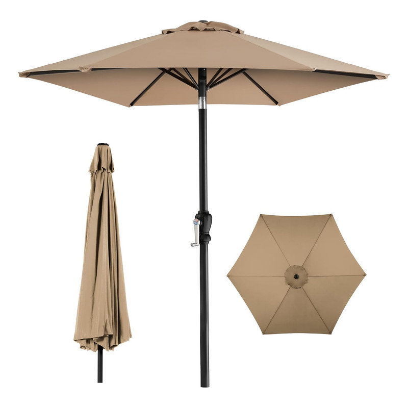Arlmont & Co. 10ft Outdoor Steel Polyester Market Patio Umbrella w ...