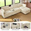 Canapé modulaire surdimensionné en L 119 po en forme de L avec 1 repose-pieds et 1 console multifonctionnelle, canapé rembourré 4 places avec port USB et 2 porte-gobelets, facile à assembler, pour le salon, beige