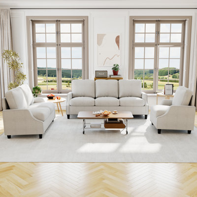 Modern 3 Piece Living Room Sofa Sets Including Sectional Couch, Loveseat And Armchair, Ideal For Apartment Comfort And Style