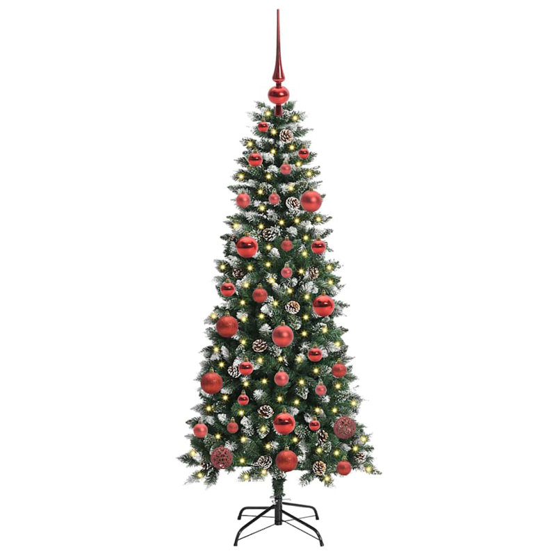 Artificial Christmas Tree with 150 LEDs Green, Red, 4.92' H