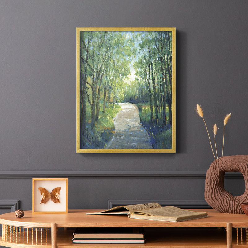 Golden Light Pathway I, reproduction encadrée - bois massif, Or, H 14 po x l 11 po