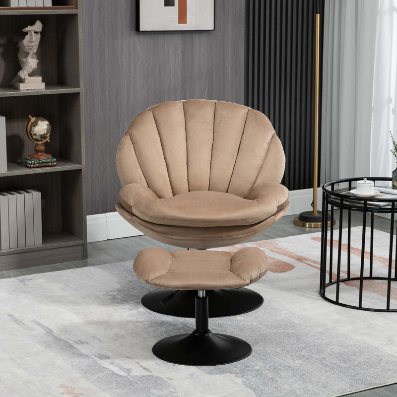 Chaise longue pivotante en velours capitonnée l 30,3 po Greylin, Velours kaki