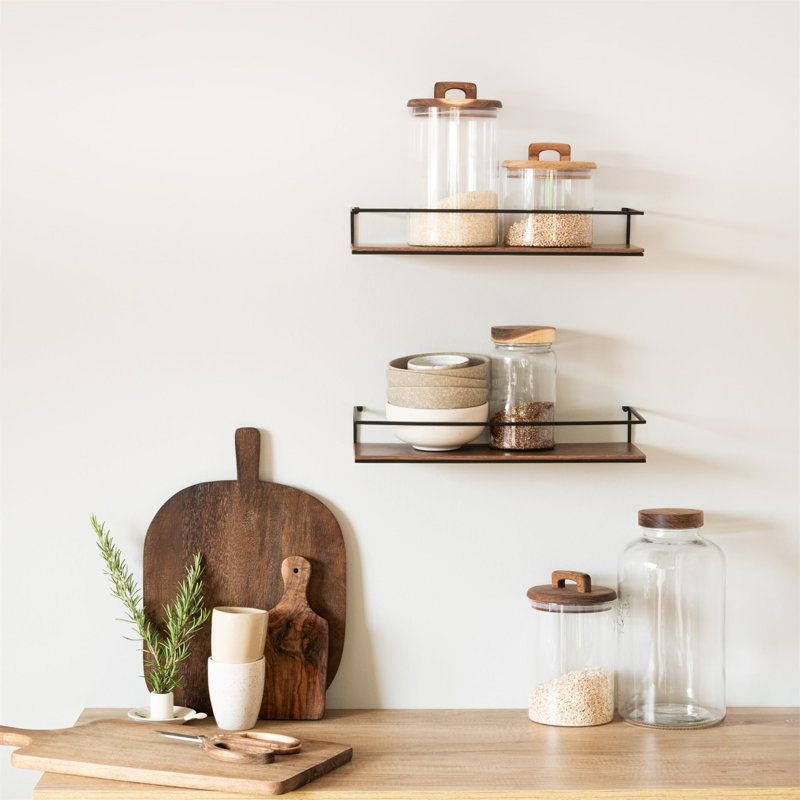 Ameelya Floating Shelf, Black/Brown