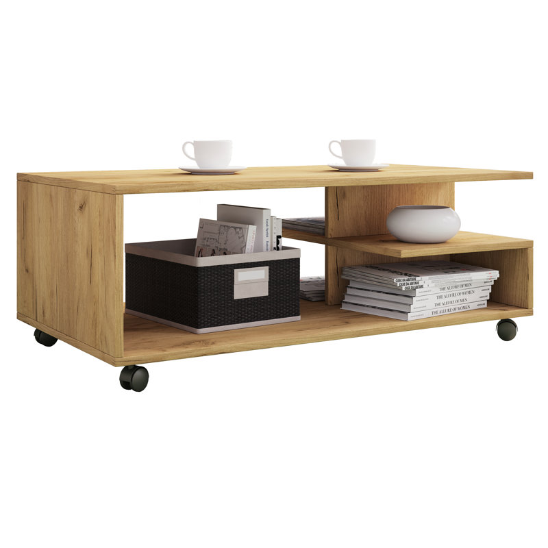 Ailbe Coffee Table with Storage, Oak Wood
