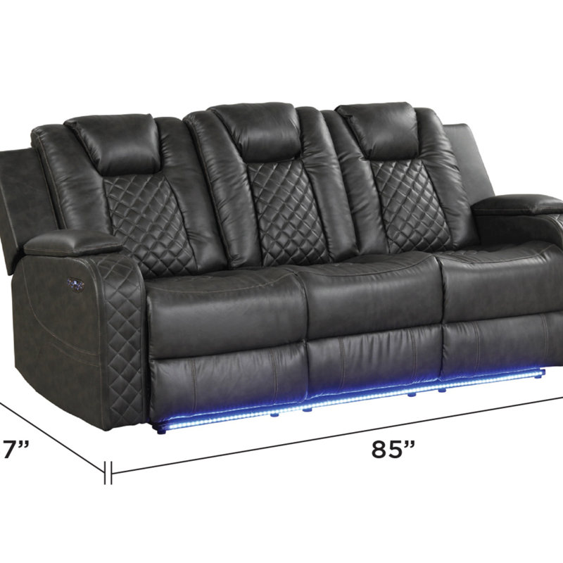 Canapé inclinable électrique avec similicuir, appuie-têtes réglables et éclairage à DEL pour un confort et un style ultimes.