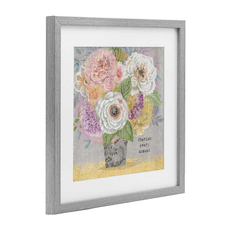 «Cherish Every Moment Inspiration», impression sous verre encadrée, design par Suzanne Nicoll, H 16 po x l 16 po