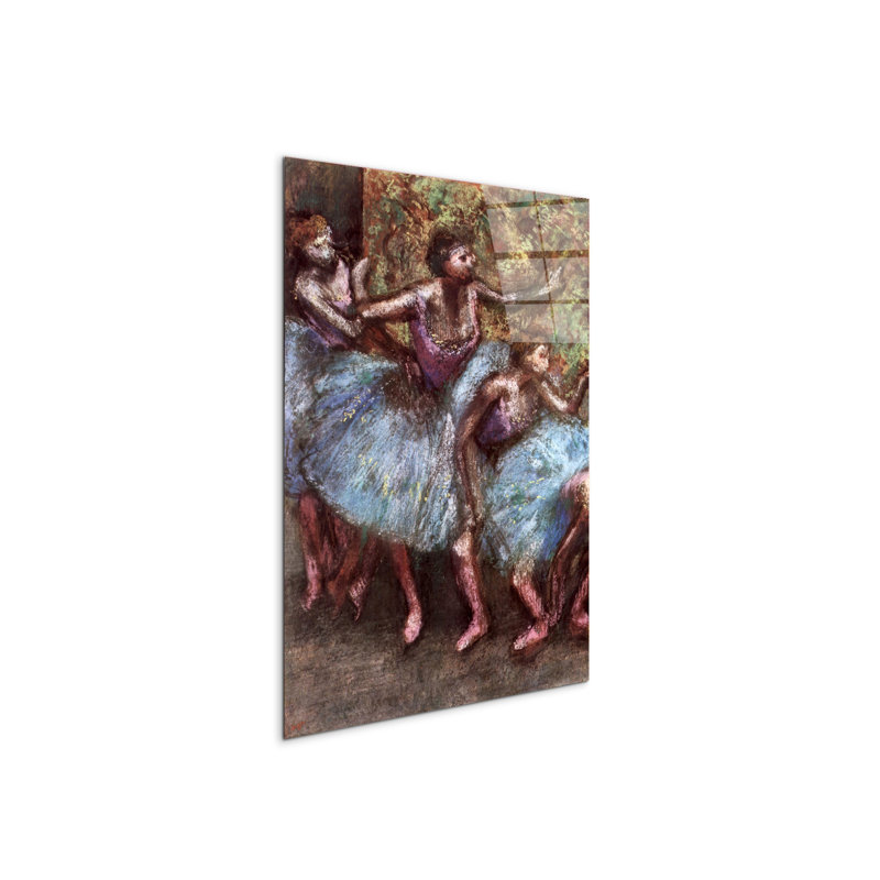 Four dancers behind the scenes By Degas Edgar 80cm H X 60cm W CrystalArt Material Acrylic Glass Effect, Frameless Panel Lightweight Ready to Hang