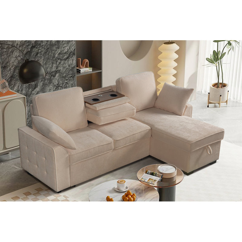 Ensemble de canapé modulaire multifonctionnel avec plateau porte-gobelet amovible, chaise intégrée au rangement et dossiers réglables