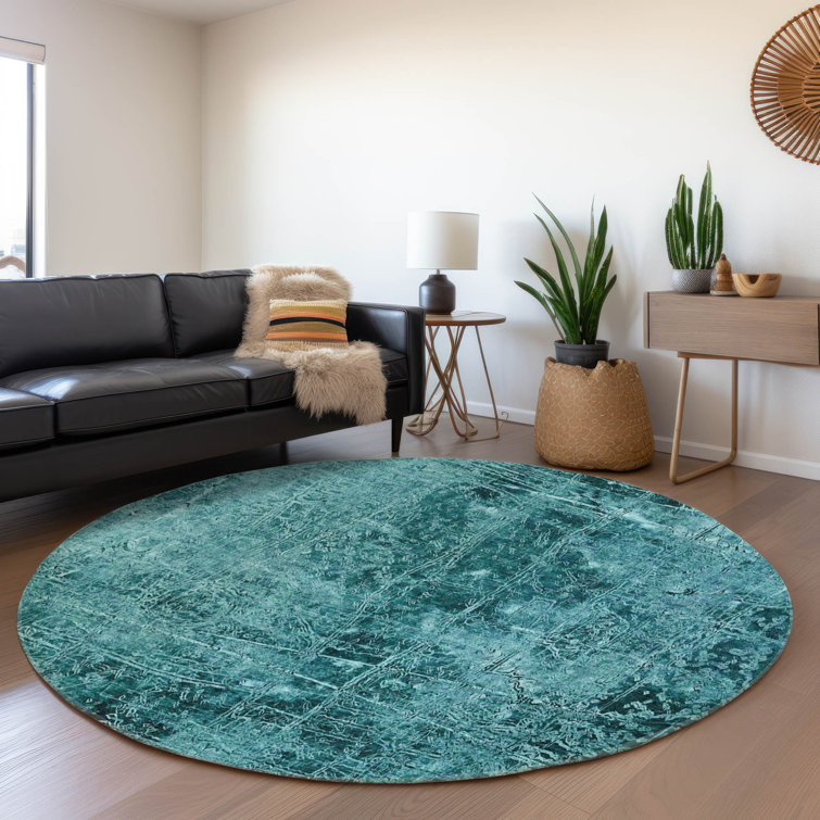 Premium Machine Washable Cerrito AMF559 Teal Rug