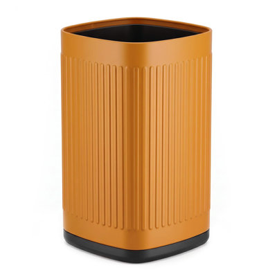 2.6 Gallon Metal Trash Can with Lid for Kitchen, Bathroom & Office – Orange Waterproof Decorative Waste Bin, 10 Liter Small Garbage Can