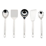 Hestan Provisions 5Pc Essential Tool Set: Stainless Steel Solid Spoon, Ladle, Pasta Fork, Turner/Spatula, Fish Spatula