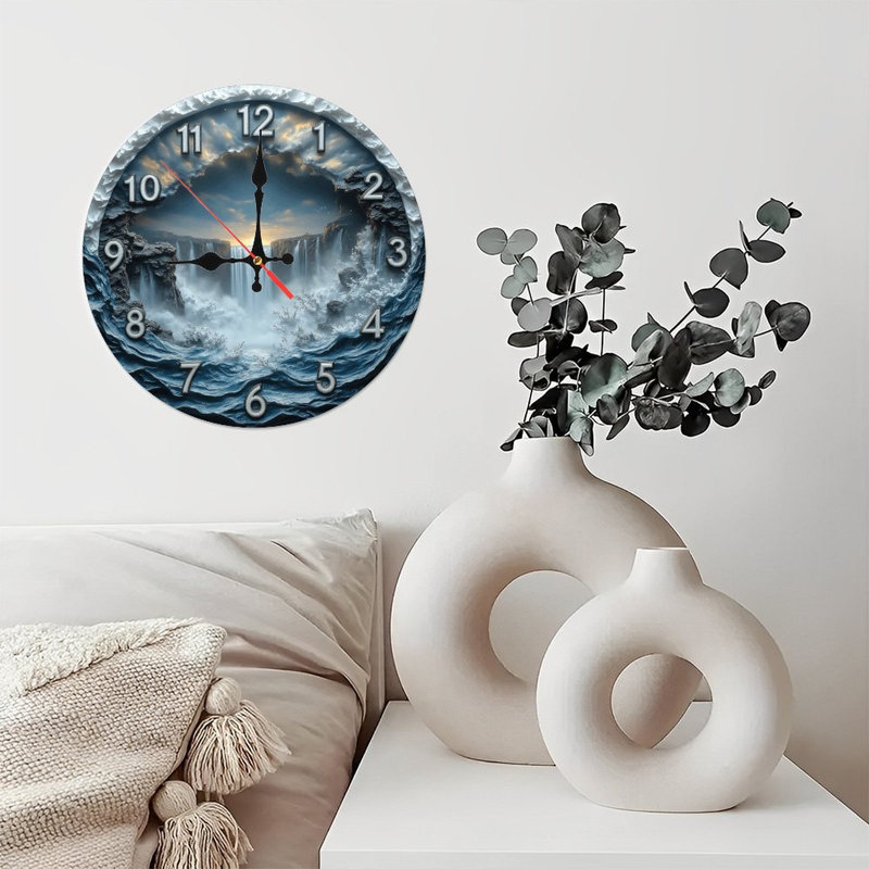 Sunset Waterfall Ocean Wall Clock