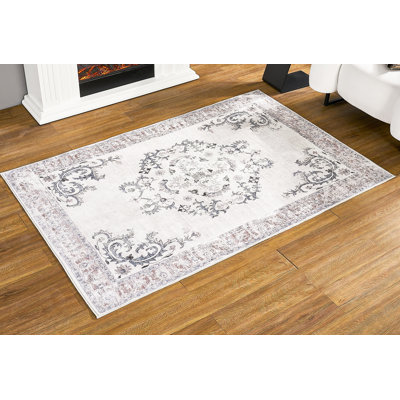 Tapis oriental neutre antidérapant Laiden pour salon, chambre à coucher, tapis de couloir d'intérieur