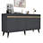 Elegant Console Table, Anthracite & Gold, 100% Melamine Coated Particle Board, Thickness: 0.7 inches | Stylish Design with 28.5 in. Shelf Height & 28.3 in. Leg Height | Perfect for Living Room & Entryway-2122369755