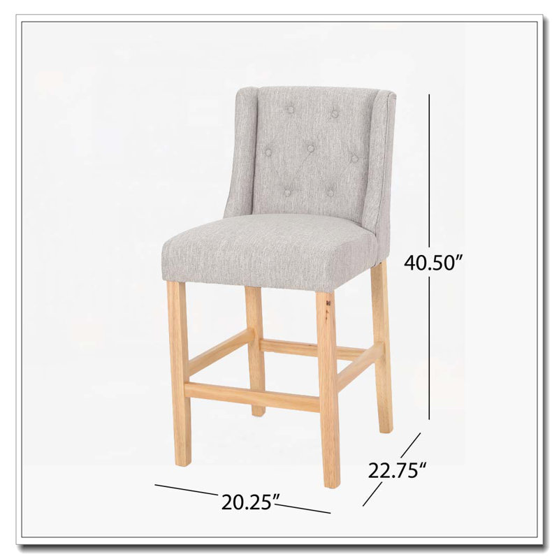 Tabouret de bar 27 po à oreilles capitonné Counter Heith, Gris