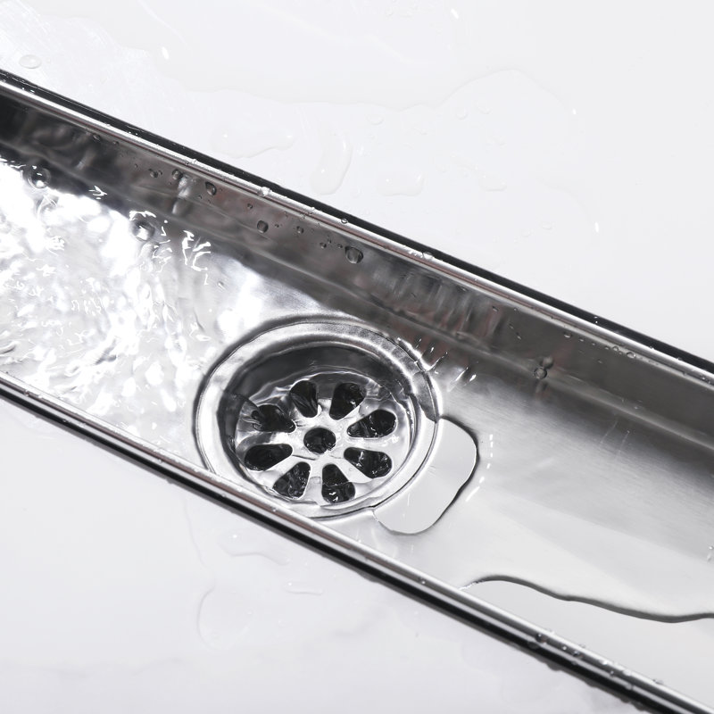 Grille linéaire moderne avec crépine et crochet de levage pour douche de salle de bain, 35,4 pouces, Nickel brossé