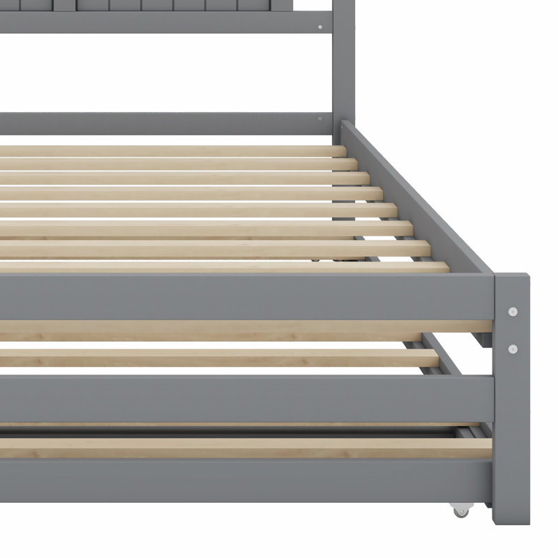 Lit plateforme avec lit gigogne réglable, Gris