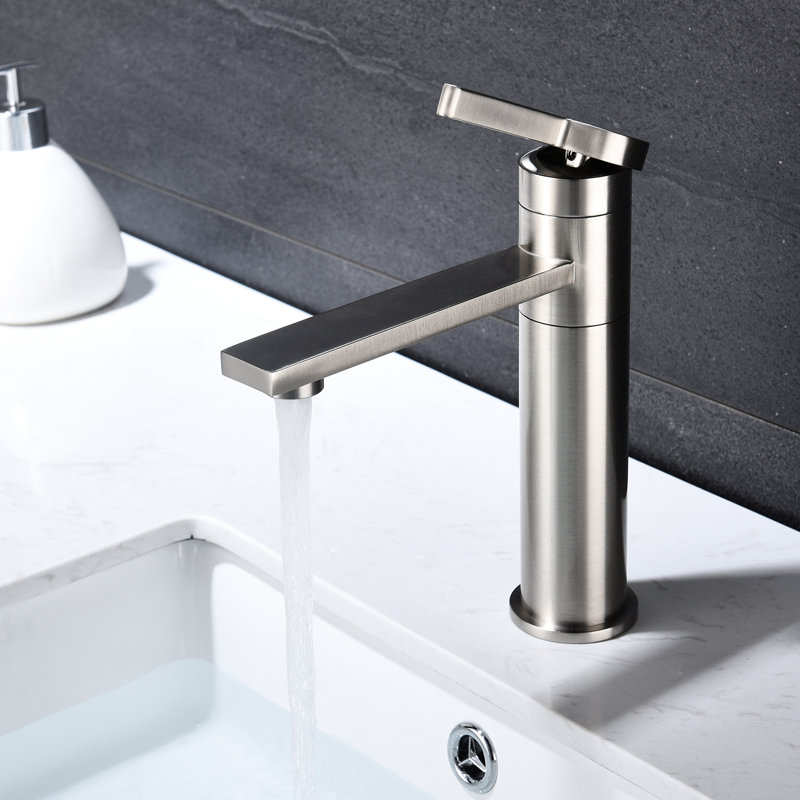Stainless Steel Bathroom Faucet, Single Handle, Brushed Nickel, Spot- To Mess And Fingerprint, Easy Operate One, Rounded Lines For A Clean Look Water Spots Fingerprints, Use One Design, Peaceful Bath