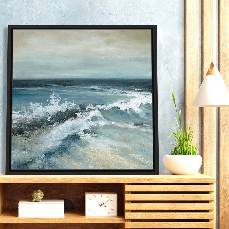 Converging Waves par Carol Robinson - Peinture, L 27,5 po x H 27,5 po, Toile noire