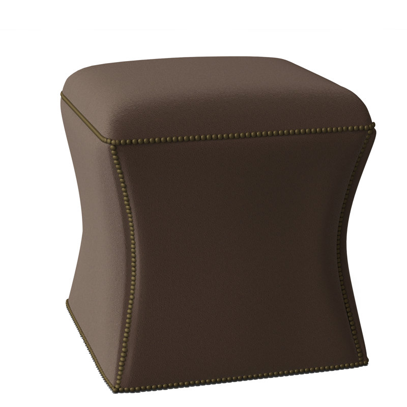 Roscoe 20" Cocktail Ottoman, Brass, Light Grey Leather 202-010