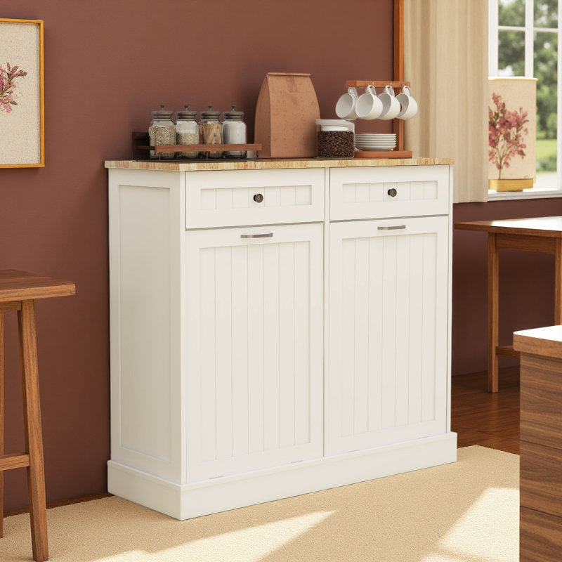 Armoire à ordures inclinable à deux tiroirs et deux compartiments