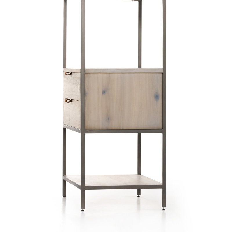 Trey Aasmin Bookshelf - Black Wash Poplar, Dove Poplar