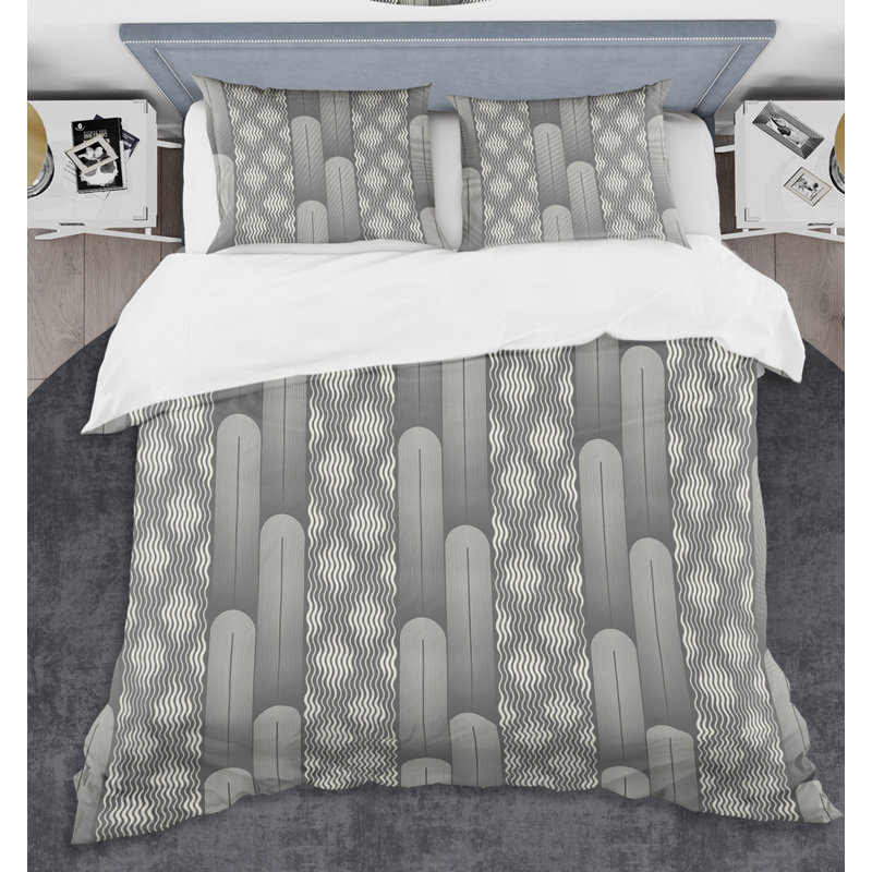 Minimal Design noir et blanc II - Ensemble de housse de couette abstrait moderne - Polyester microfibre