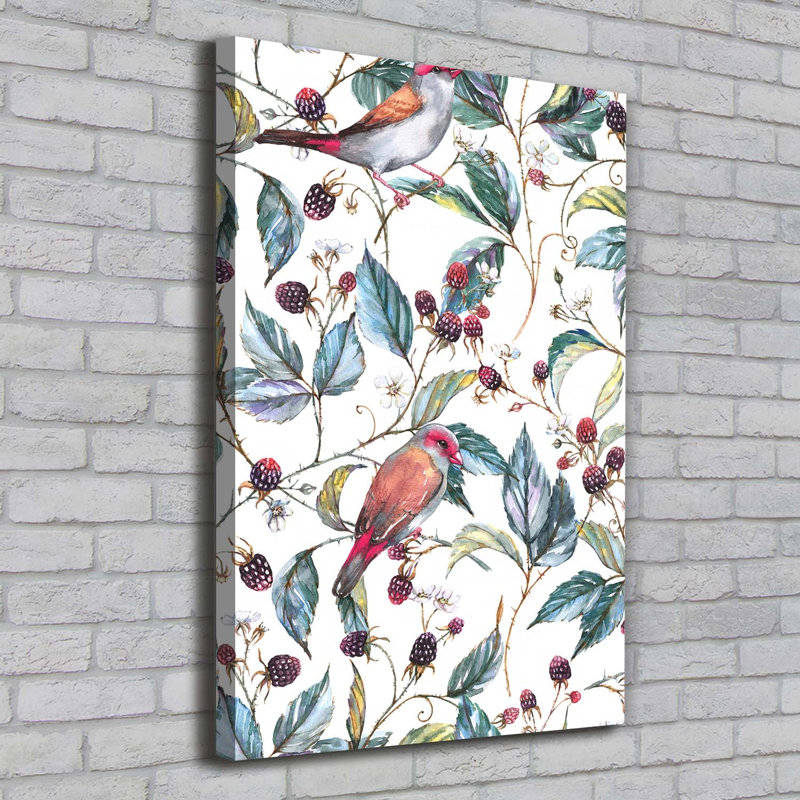 Birds And Blackberries - Wrapped Canvas Print